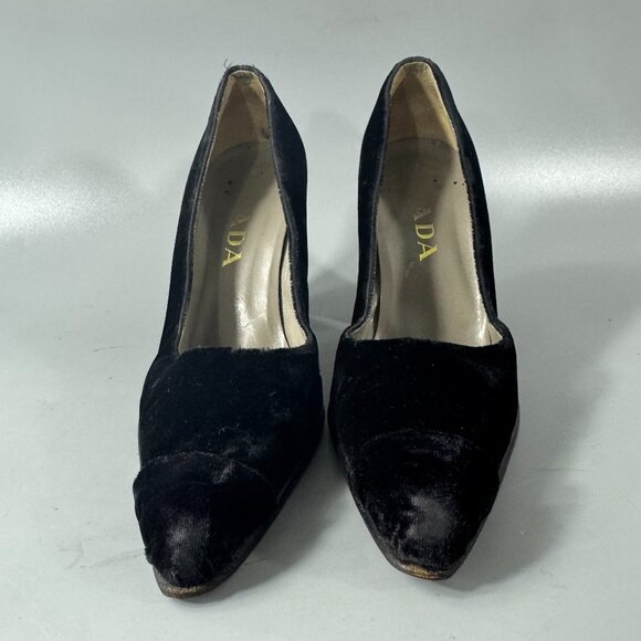 Prada Pointed Toe Black Velvet High Heel Pumps, Size 36.5 - Picture 3 of 16